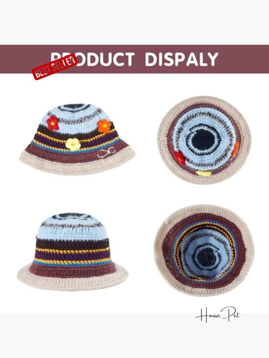 Handmade Crochet Bucket Hat Floppy Beach Hat Foldable Knitted Sun Hat main image 4